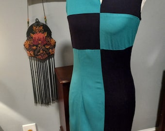 80s 90s vintage navy blue green color block small extra small