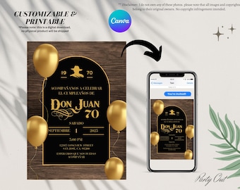Don Julio Geburtstagseinladung, Espanol, Instant Download Bearbeitbar auf CANVA