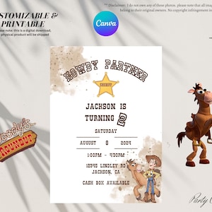 Disney Woody Bullseye Toy Story Birthday Party Theme Invitation Digital, Editable, Downloadable, Instant Download