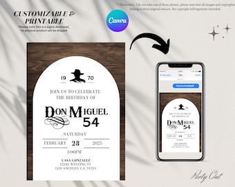 Don Julio Tequila Birthday Invitation For Men- CANVA Customizable, Instant Download, Digital or Print
