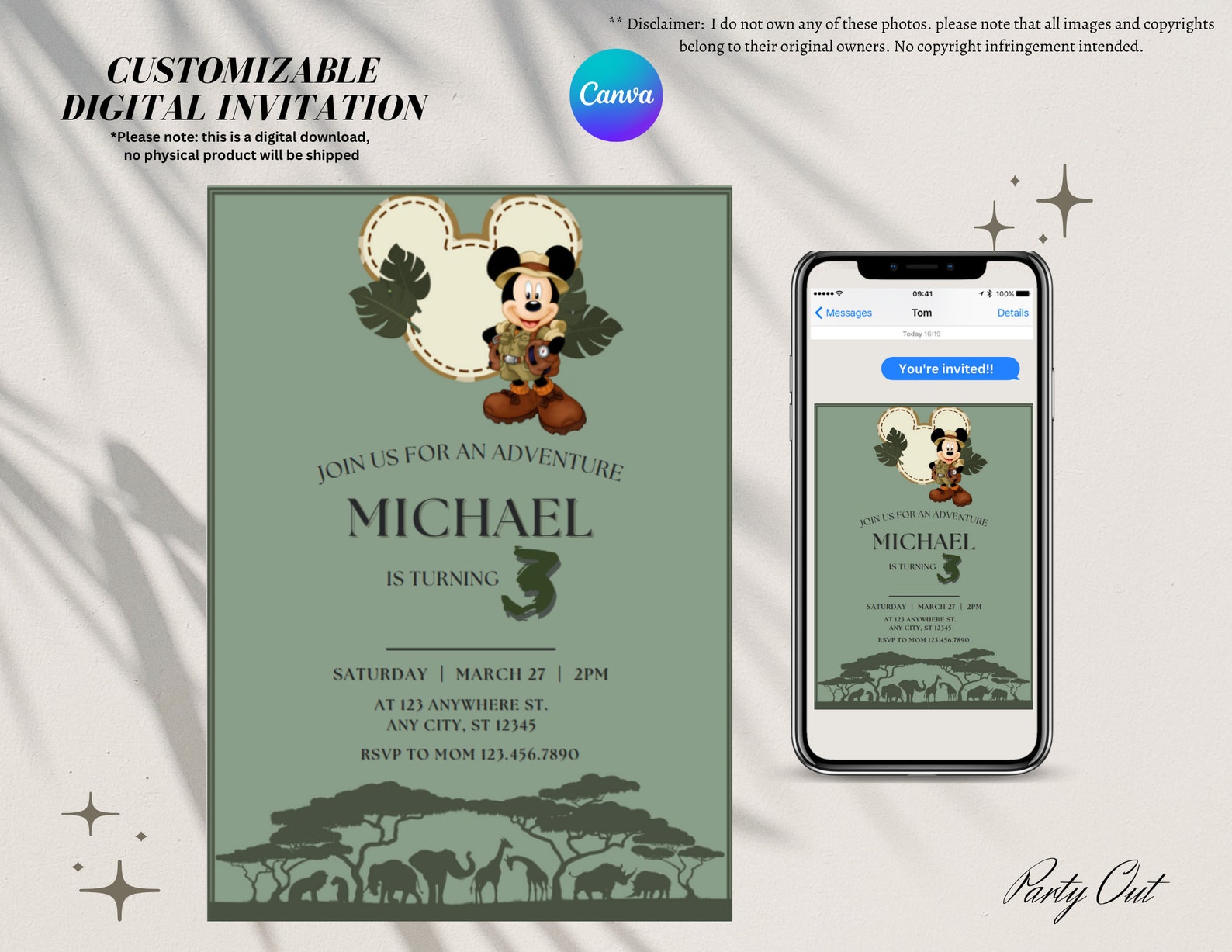 Minnie Mickey Safari Zoo Animals Wild Mouse Kids Birthday Party Theme ...