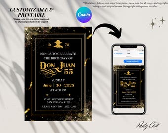 Don Julio Tequila Birthday Invitation For Men- CANVA Customizable, Instant Download, Digital or Print