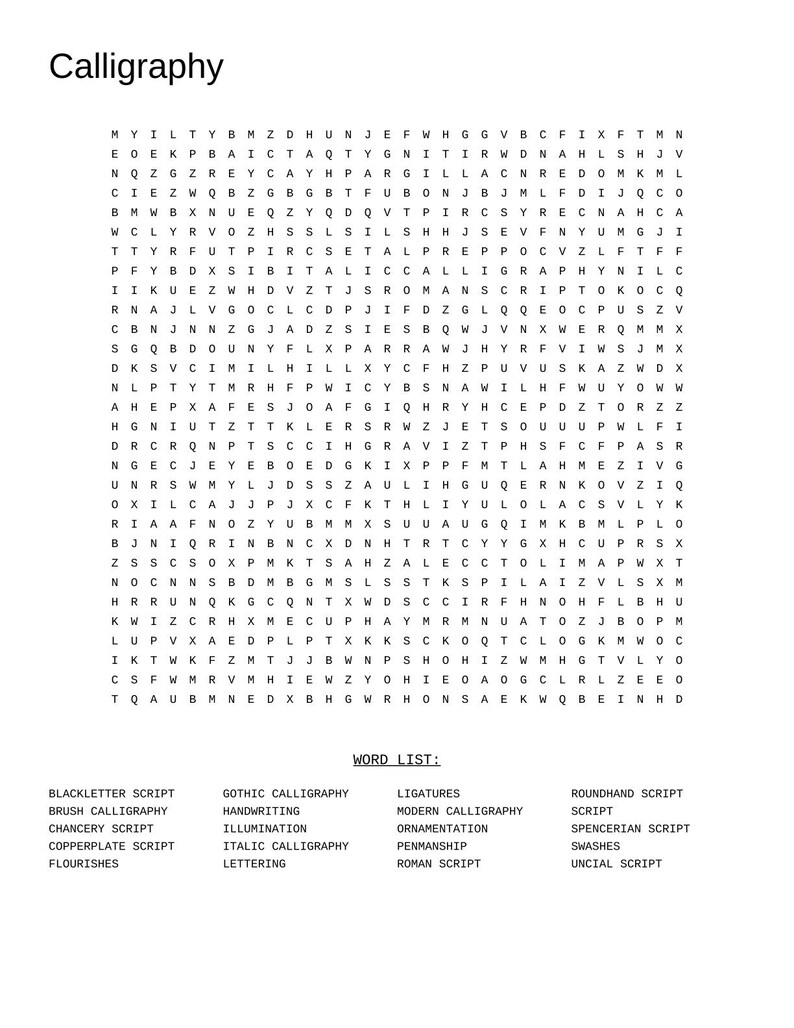 100 Art Word Searches - Etsy