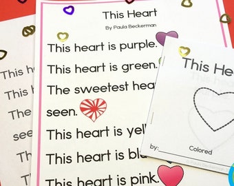 Valentines Day Emergent Reader and Poem | This Heart