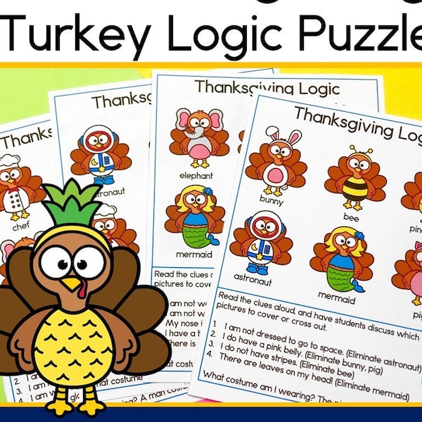 Thanksgiving Disguise a Turkey Math Logic Puzzles | Turkey in Disguise