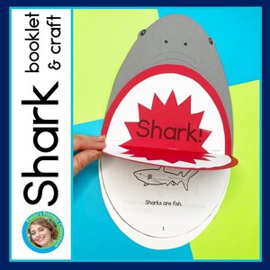 Shark Craft & Mini Book Reading Science Measurement Math | Shark Size Posters for Shark Week