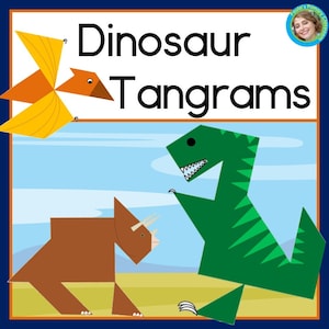 Dinosaurs Tangram Puzzles Printable | 2D Shapes Math Center | Tangrams