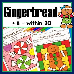 Gingerbread Color by Number Addition and Subtraction Within 20