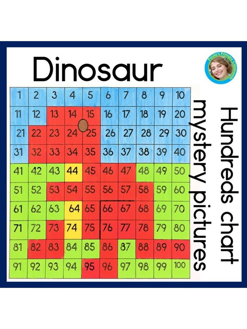 Dinosaurs 100s Chart Hundreds Charts 100 Chart Mystery Etsy