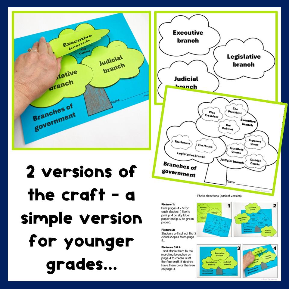 3 Branches of Government Activity Constitution Day Activity Craft ...