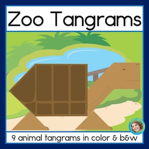 Zoo Animal Tangram Puzzles 2D Shapes Math Center