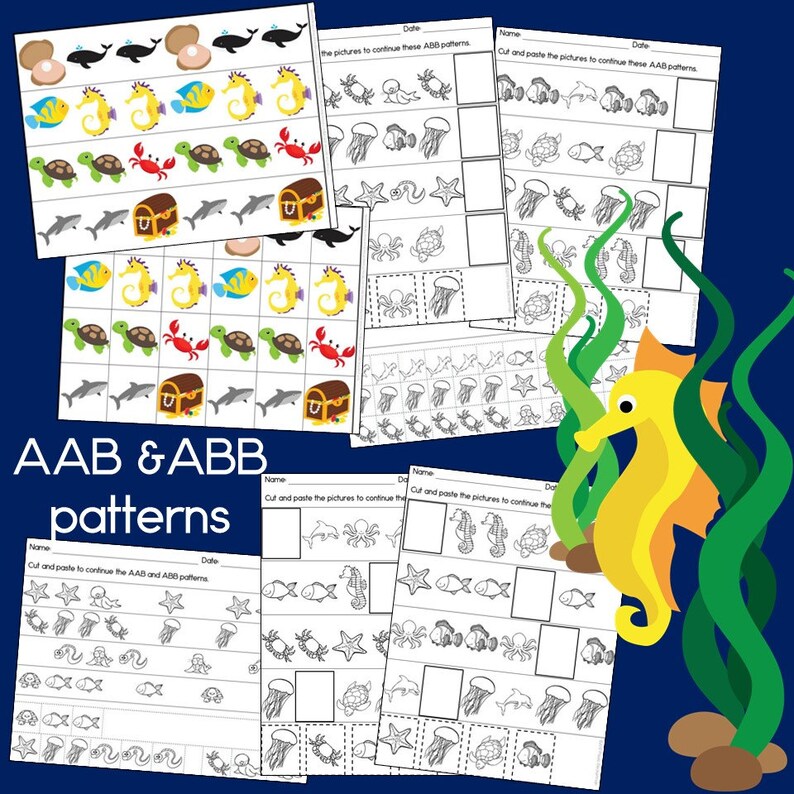 Ocean Animal Patterns Math Center With AB ABC and ABB Patterns - Etsy