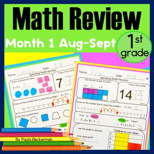 1st Grade Daily Math Spiral Review Worksheets Morning Work August September