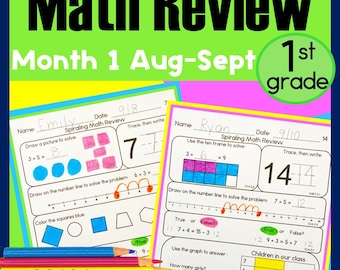 1.Klasse Tägliche Mathe-Spirale Wiederholung Arbeitsblätter Morgenarbeit August September
