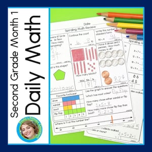 2nd Grade Math Spiral Review | Morning Work | Homework | Warm Ups Month 1
