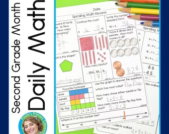 2nd Grade Math Spiral Review | Morning Work | Homework | Warm Ups Month 1