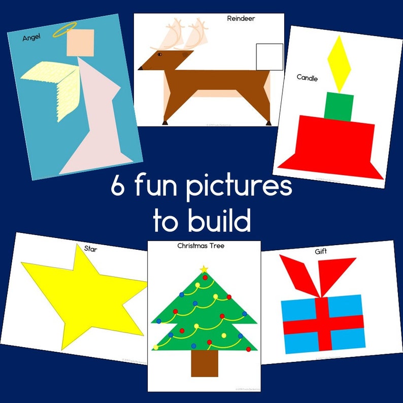 Christmas Tangram Puzzles Printable Tangrams 2D Shapes Math Center - Etsy