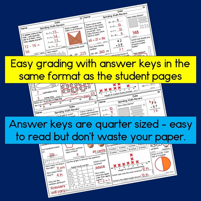 2nd Grade Math Spiral Review | Morning Work | Homework | Warm Ups Month ...