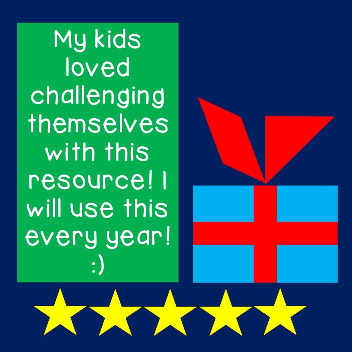 Christmas Tangram Puzzles Printable Tangrams 2D Shapes Math Center Etsy