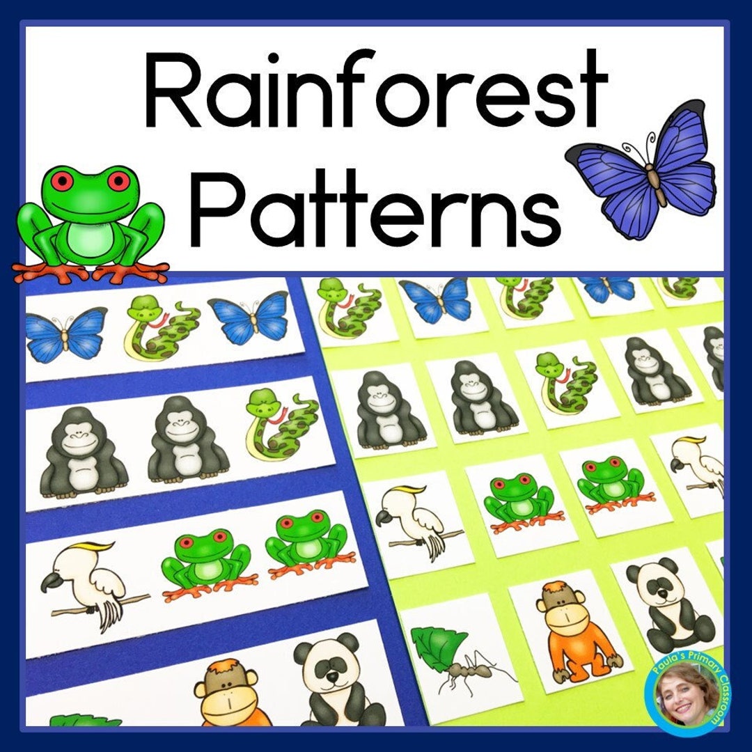 Rainforest Animal Patterns Math Centers With AB ABC and ABB Patterns - Etsy