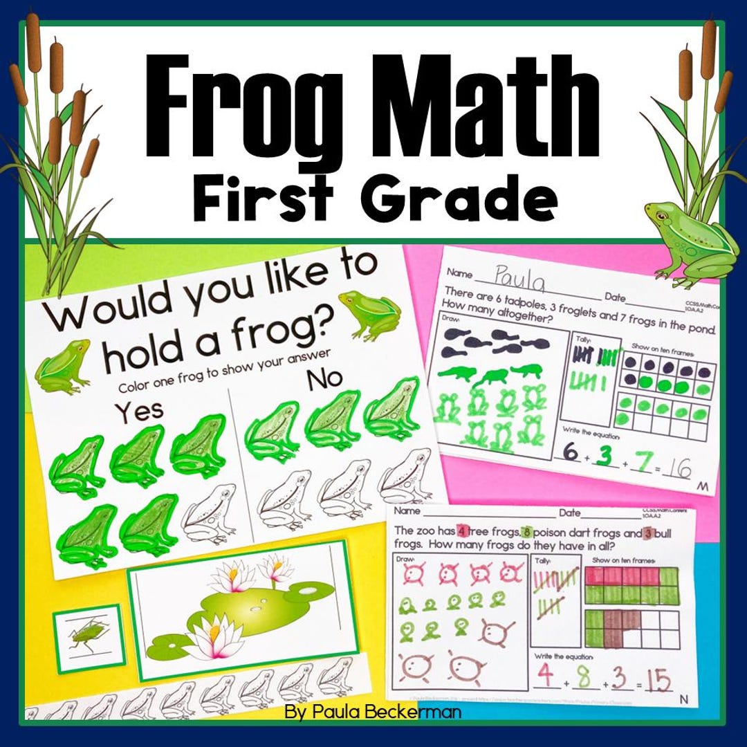 Spring Frog Math Worksheets & Activities With Addition Subtraction Word ...