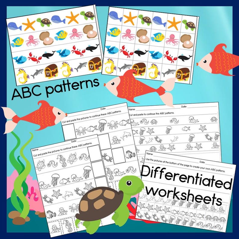 Ocean Animal Patterns Math Center With AB ABC and ABB Patterns - Etsy