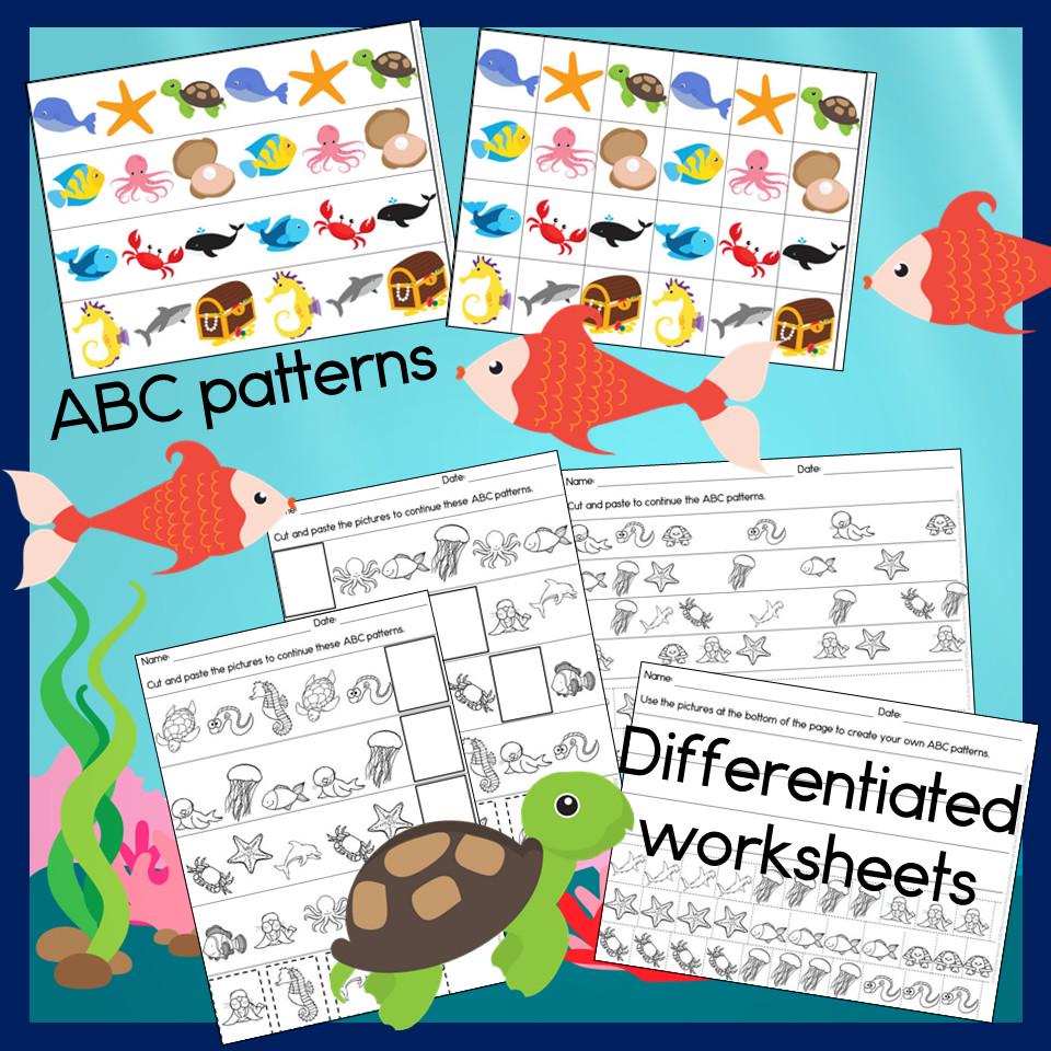 Ocean Animal Patterns Math Center With AB ABC and ABB Patterns - Etsy
