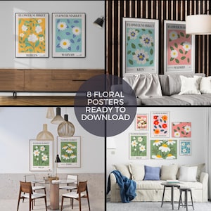 Vintage Flower Market Prints – Set of 8 Botanical Posters