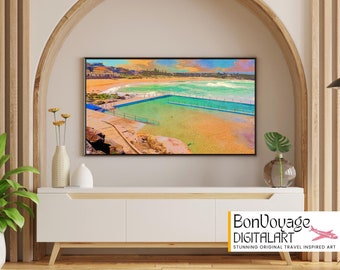 Sydney Rockpool Painting, Northern Beaches Travel Art (Digital Download)