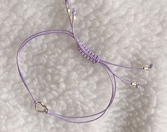 Pulsera de la amistad con corazón morado Borahae del Ejército de BTS