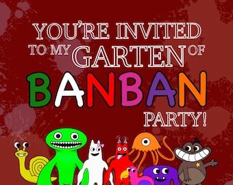 Garten of Banban Birthday Invitation, digital party invitation, personalised Garten of banban invitations for birthdays PDF