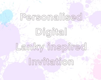 Personalised Birthday Invitation, digital party invitation, personalised Lanky invitations for birthdays PDF