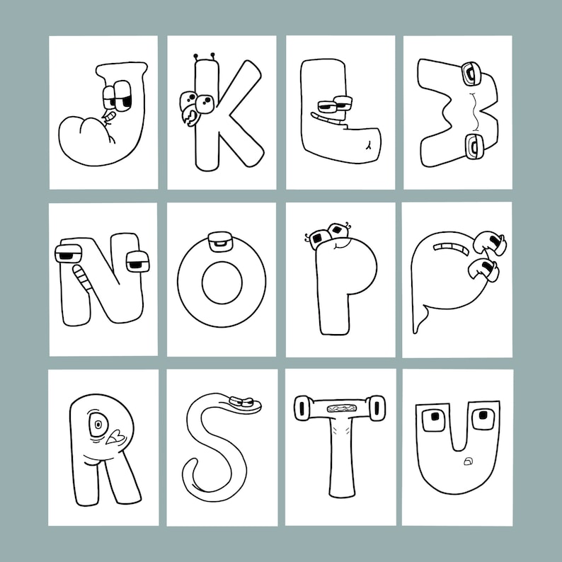 Alphabet Lore Characters Coloring Bundle PNG Digital Download Images ...