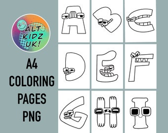 Alphabet Lore characters coloring bundle PNG digital download images for printing colouring page, 26 alphabet lore coloring pages