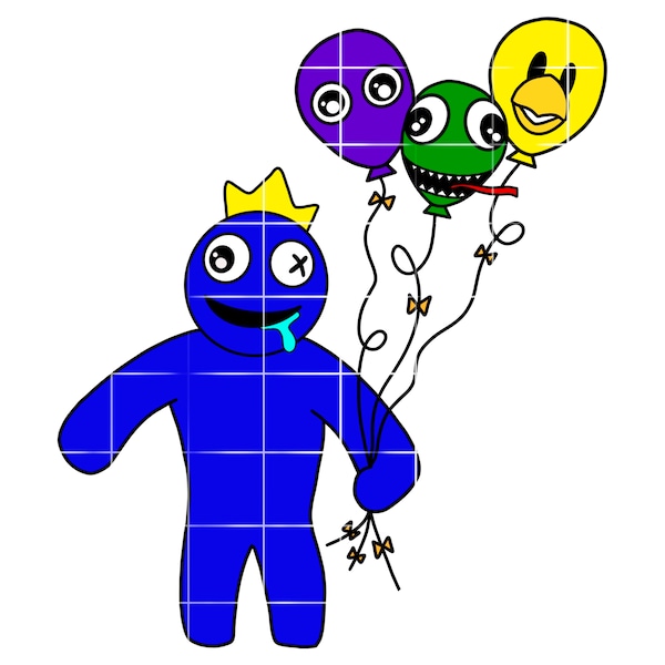 Rainbow friends Roblox inspired Blue rainbow friend birthday balloons, png/pdf/psd perfect for sublimation and printing crafts 300dpi