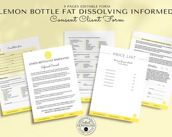 Editable Lemon Bottle Fat Dissolving System Consultation Forms, Customisable Client Intake Forms, Informed Consent