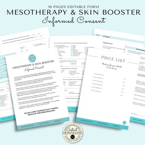 Editable Mesotherapy & Skin Booster Consultation Forms, Customisable Client Intake Forms, Informed Consent