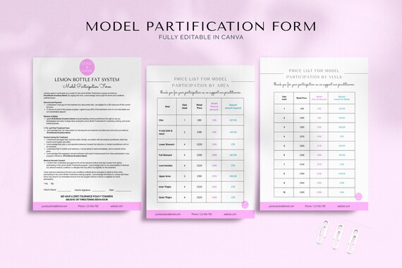 lemon bottle fat dissolving prices Editable Lemon Bottle Fat Dissolving System Model Release Forms,  Customisable Client & Model Intake Forms, Informed Consent