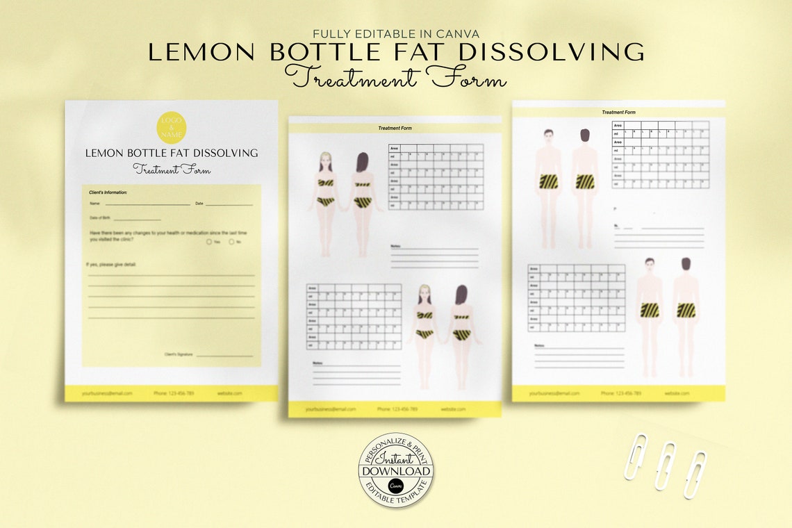 Bottling Rework Form Editable Treatment Record Forms for Lemon Bottle Fat Dissolving System ...