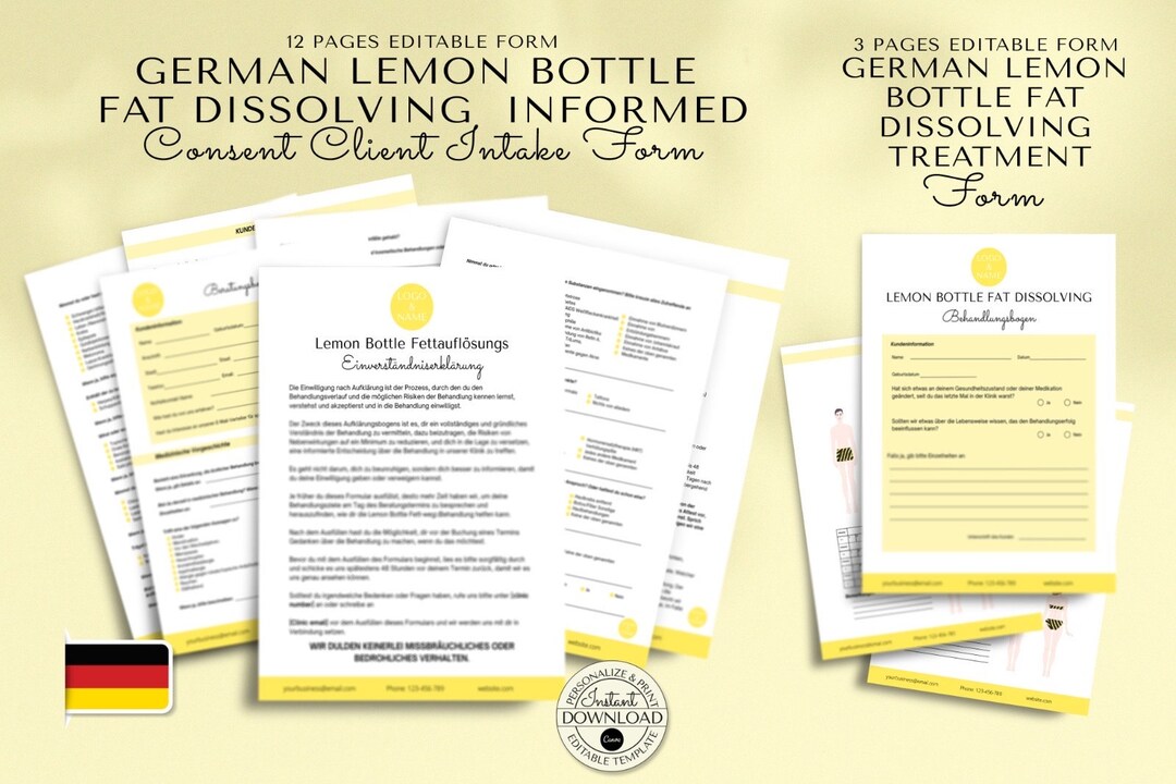 lemon bottle fat dissolving germany German Bundle Lipolyse | Behandlungsformulare | Nachsorge | Anpassbare Formulare Zur Patientenaufnahme, Einverständniserklärung Lemon Bottle (5 X 10ML)