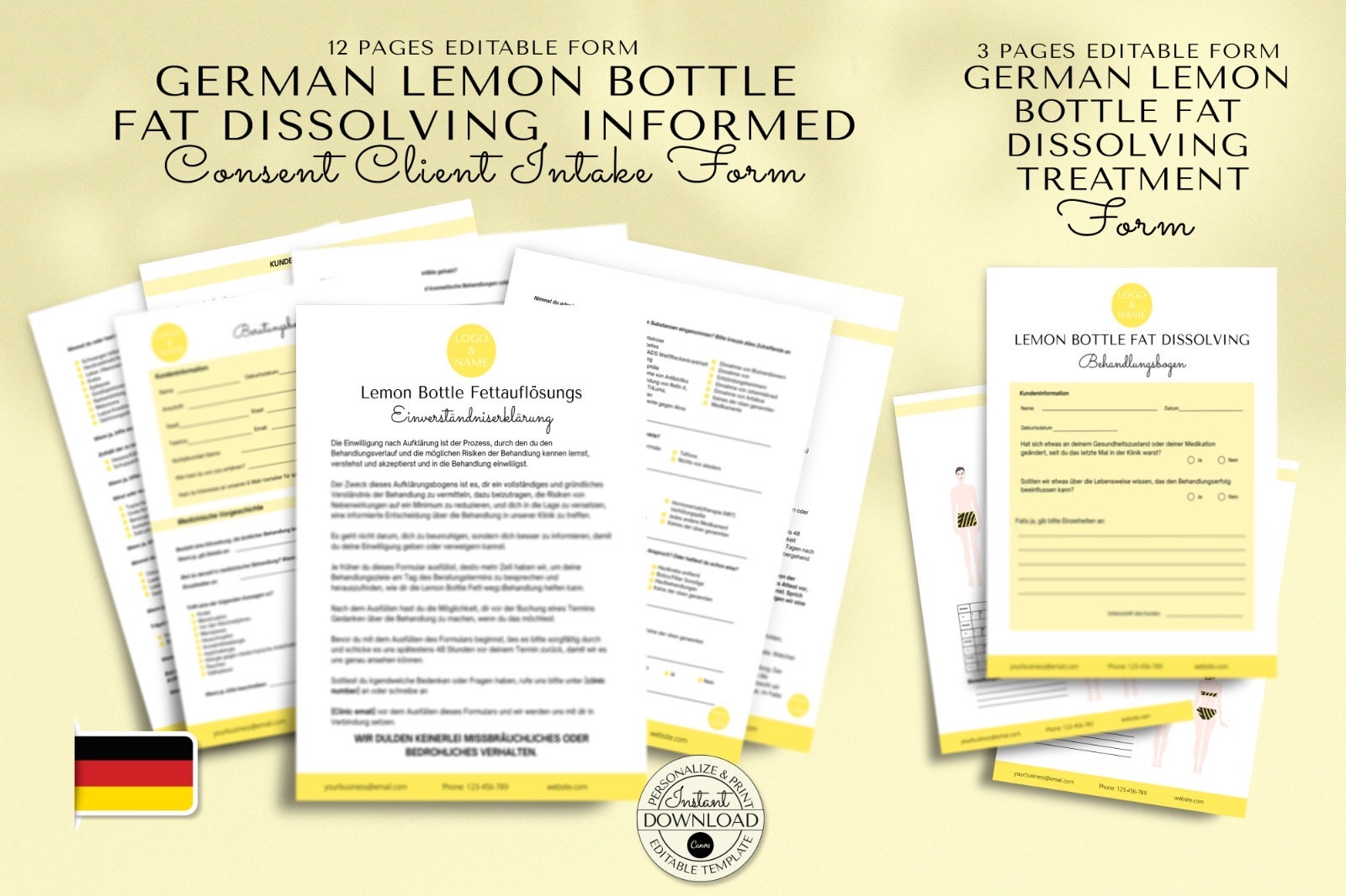 lemon bottle fat dissolving germany German Bundle Lemon Bottle Lipolyse | Behandlungsformulare | Nachsorge