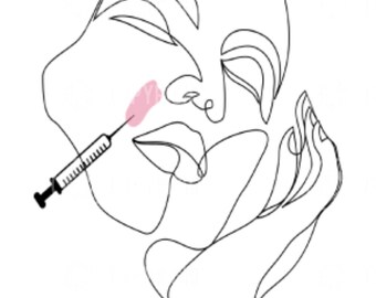 Line Art - Botox - Filler - Injector - Line Drawing Wall Decor - Fat Dissolve - Art Prints - Unframed - Digital Download - High-Res PNG File