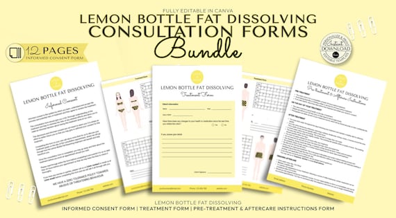 lemon bottle fat dissolving instructions Bundle | Lemon Botte Fat Dissolving Consultation | Treatment Forms |  Aftercare | Pack