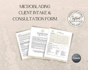 Editable Microblading Consultation Forms, Customisable Microblading Client Intake Forms, Semi Permanent Make Up, Aftercare Instructions