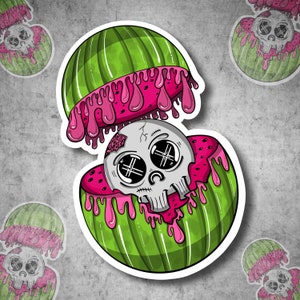 Watermelon Skull Waterproof Vinyl Sticker (135)