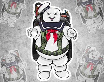Ghost Fighting Marshmallow Man Waterproof Vinyl Sticker (178)
