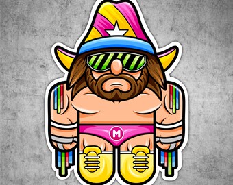 Vintage Wrestling Heroes Waterproof Vinyl Sticker (217, 218, 219, 220, 221)