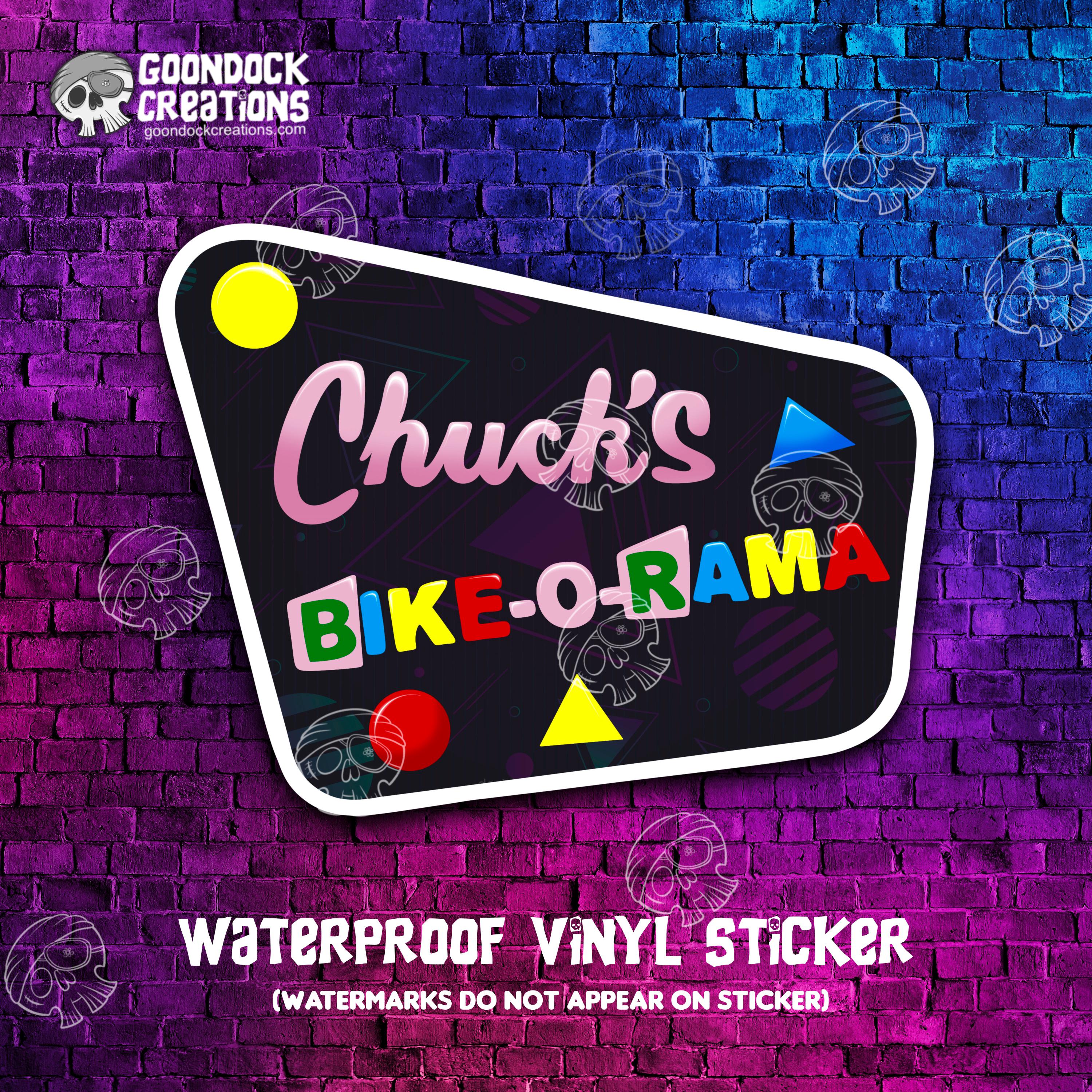 Chuck's Bike-o-rama Waterproof Vinyl Sticker - Etsy