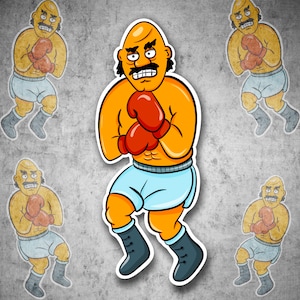 Bald Vintage Boxing Video Game Character Waterproof Vinyl Sticker (161)