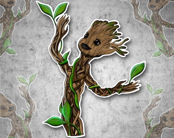 Galactic Dancing Baby Tree Character Waterproof Vinyl Sticker